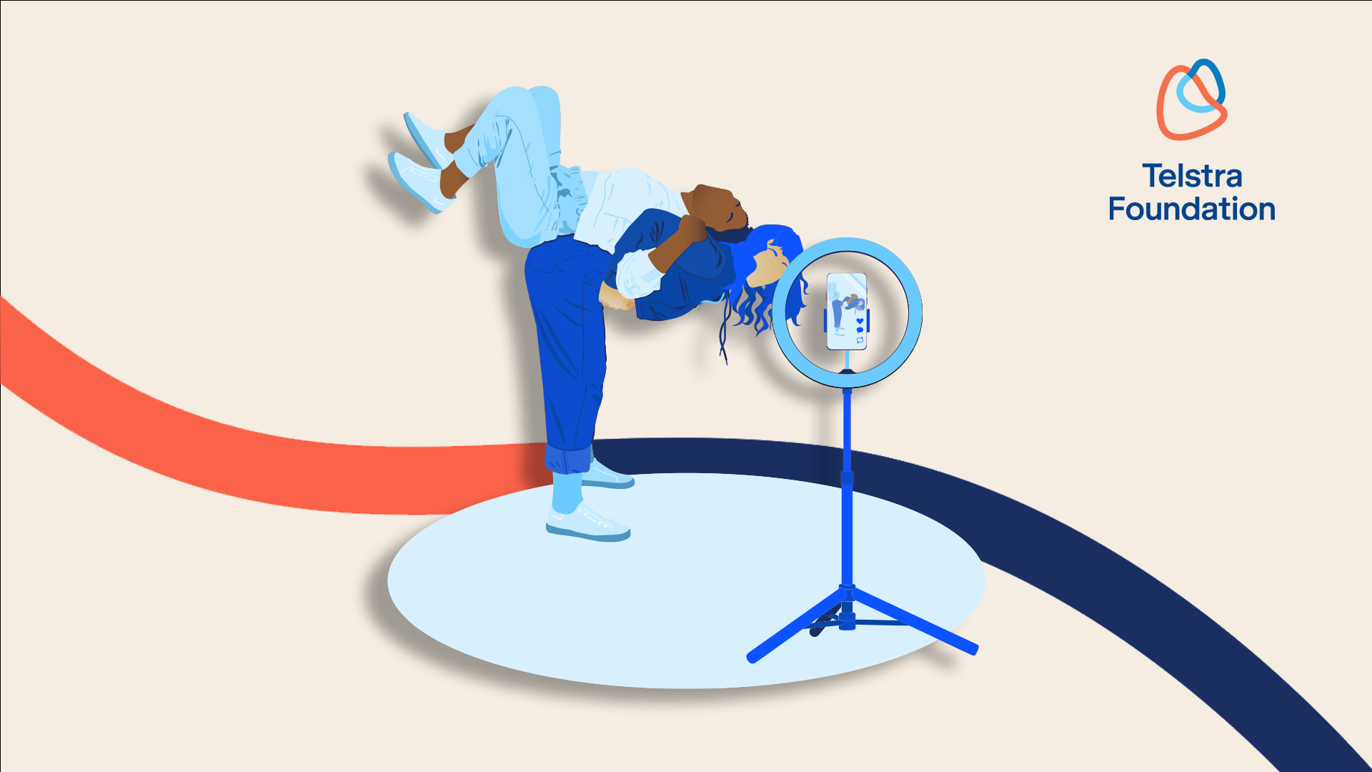 Illustration of young people making social content